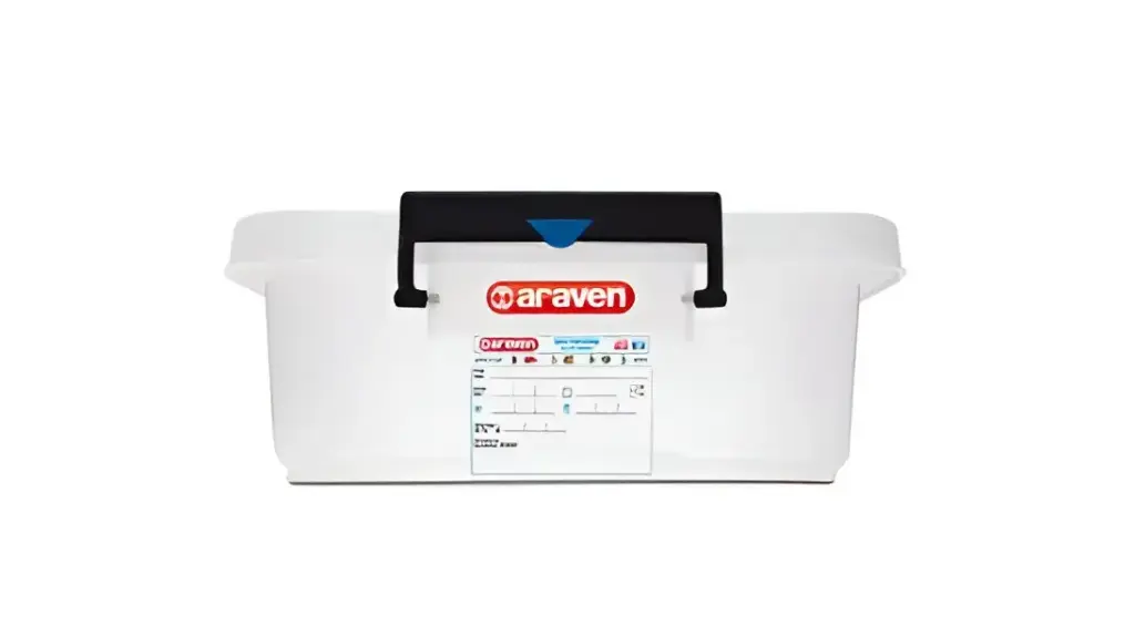 White plastic food box with snap-on lid