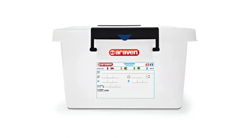 White plastic food box with snap-on lid