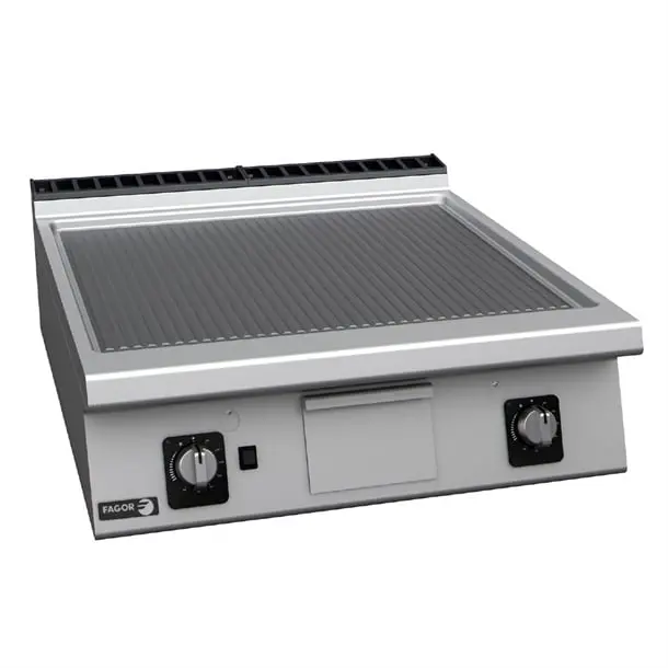 Counter top ribbed plate gas griddle