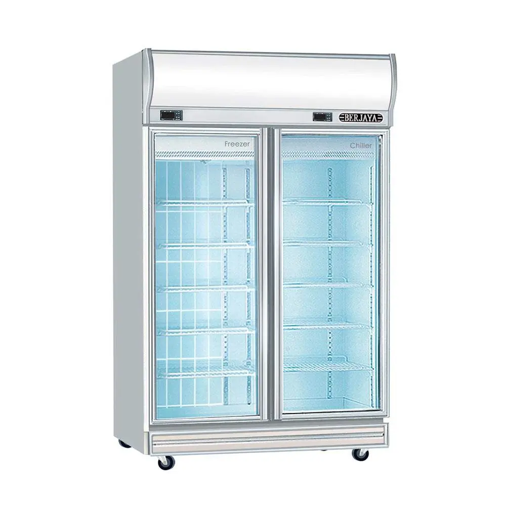  Berjaya 2D/DCF SM - Two door dual display chiller & freezer, heated glass door blower