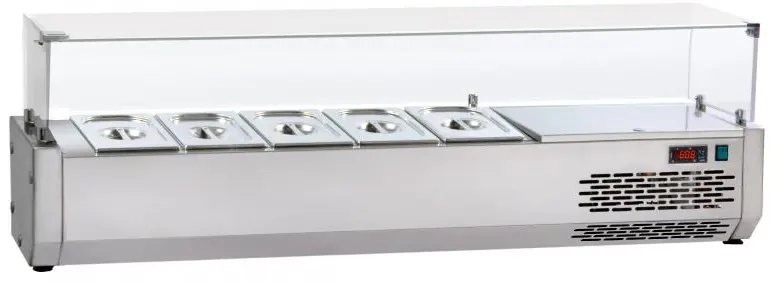 JKS-VR3150VD-Table top refrigerant ingredient display with flat glass cover