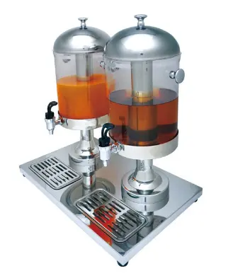 ANHUI HUALING Double Juice Dispenser W/Silver Clr.Leg, ANH-ZCF302B
