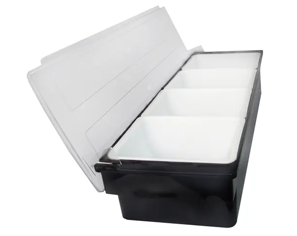 Guangzhou jiwins - 4 compt. Condiment holder; BLACK-JW-B4B 