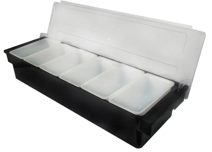 Guangzhou jiwins - 6 compt. Condiment holder; BLACK-JW-B6B 