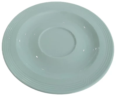 Saucer with design on rim boarder 
