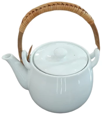Royal porcelain – ceramic tea kettle with wooden handle