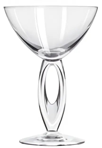 Libbey omega martini glass split open stem 7″ tall, 12 ounce 