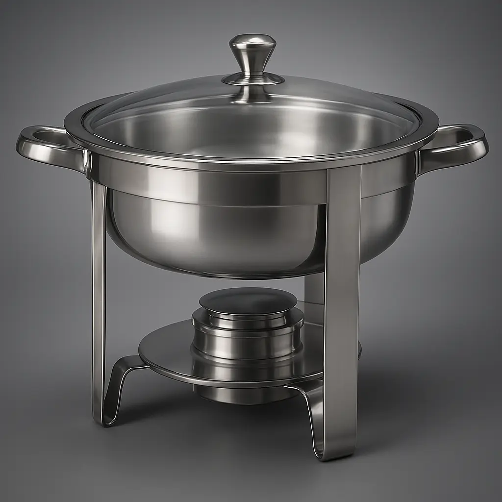 Round chafer with glass lid
