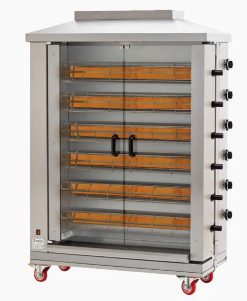 Meltem mr 6 – stainless steel gas chicken rotisserie machine