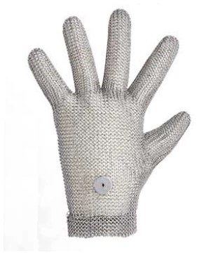  Stainless steel butchery gloves with s/s spring strap safe