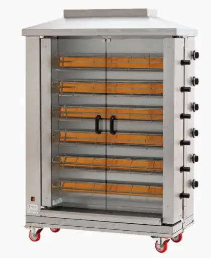 [SKU:4011945] Meltem mr 6 – stainless steel gas chicken rotisserie machine