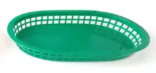[SKU:4015584] Oval chip serving basket green
