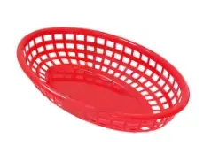 [SKU:4015583] Oval chip serving basket red